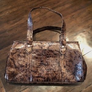 Monsac Handbag Dark Brown Faux Croc Authentic